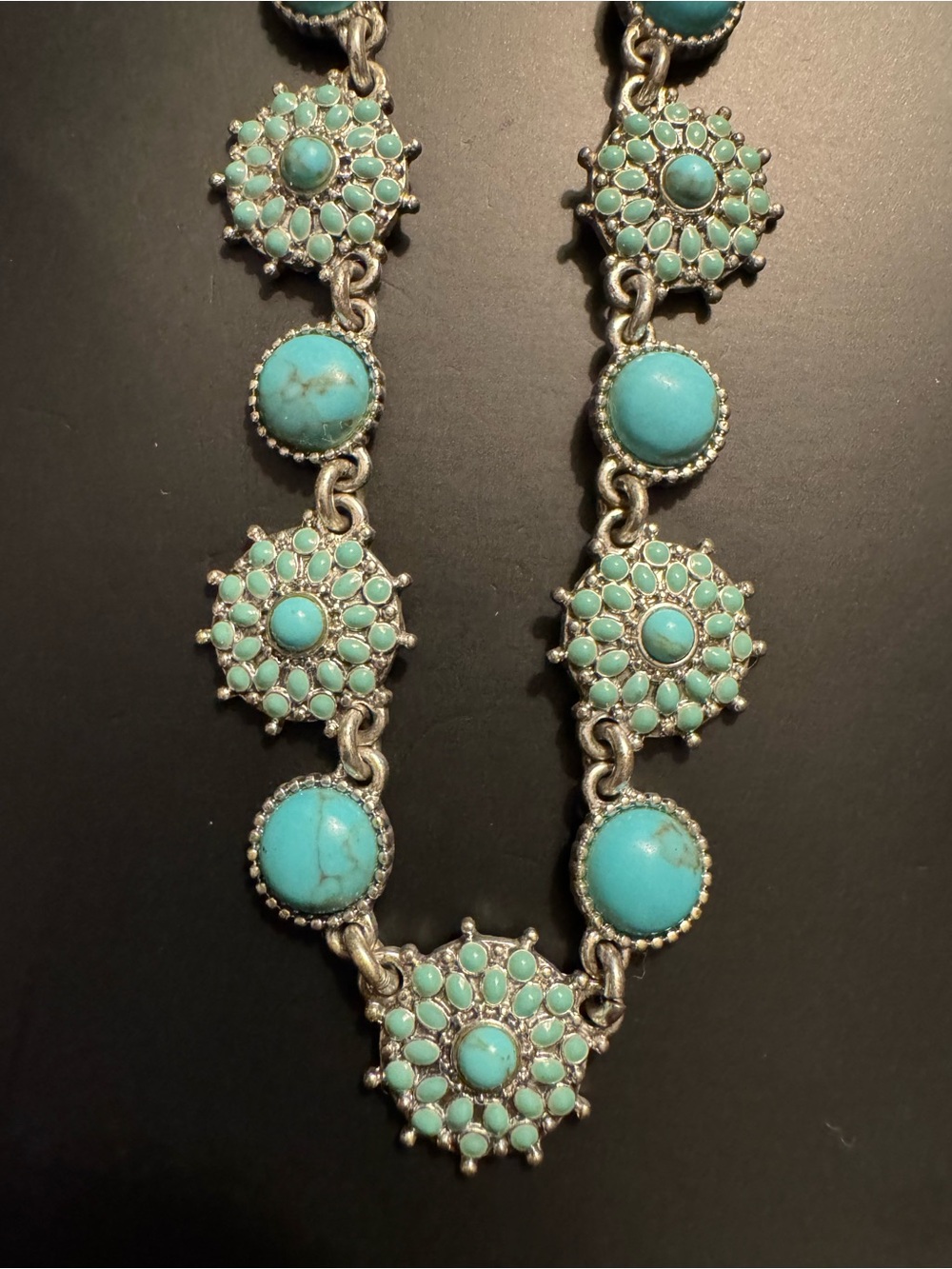 Lucky Brand Turquoise Boho Southwestern Statement Necklace 17”
